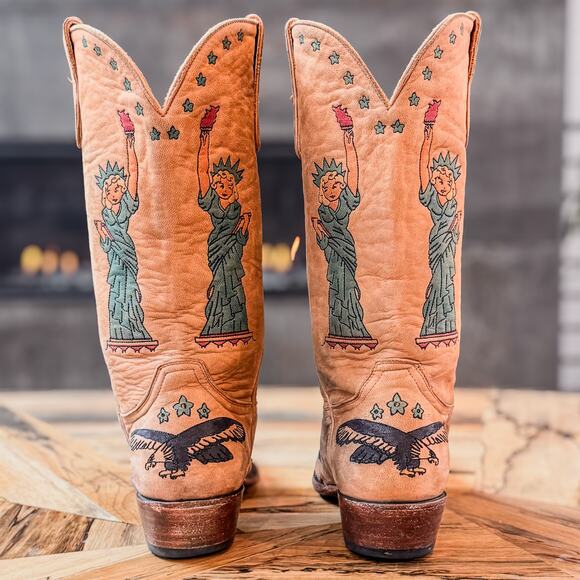 Rare Old Gringo Statue of Liberty Bald Eagle Tattooed Cowgirl Boots, Women’s 11B - Picture 4 of 10